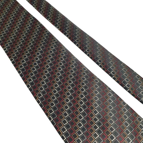 Giorgio Brutini Mens Silk Tie Multicolor Diamond Pattern 58 Inches Designer Gift - Picture 2 of 6